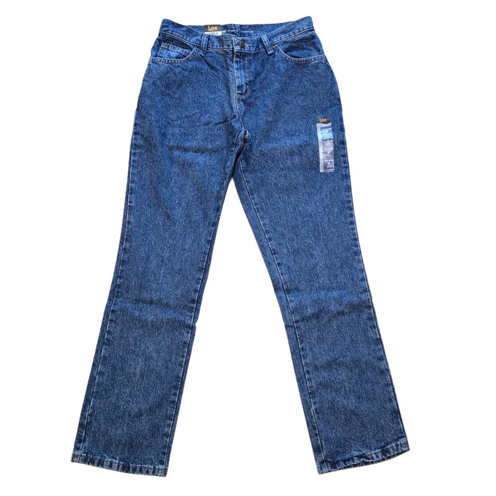 2P Lee Womens 2 Petite Relaxed Fit Straight Leg Blue Denim Jeans 100% Cotton New